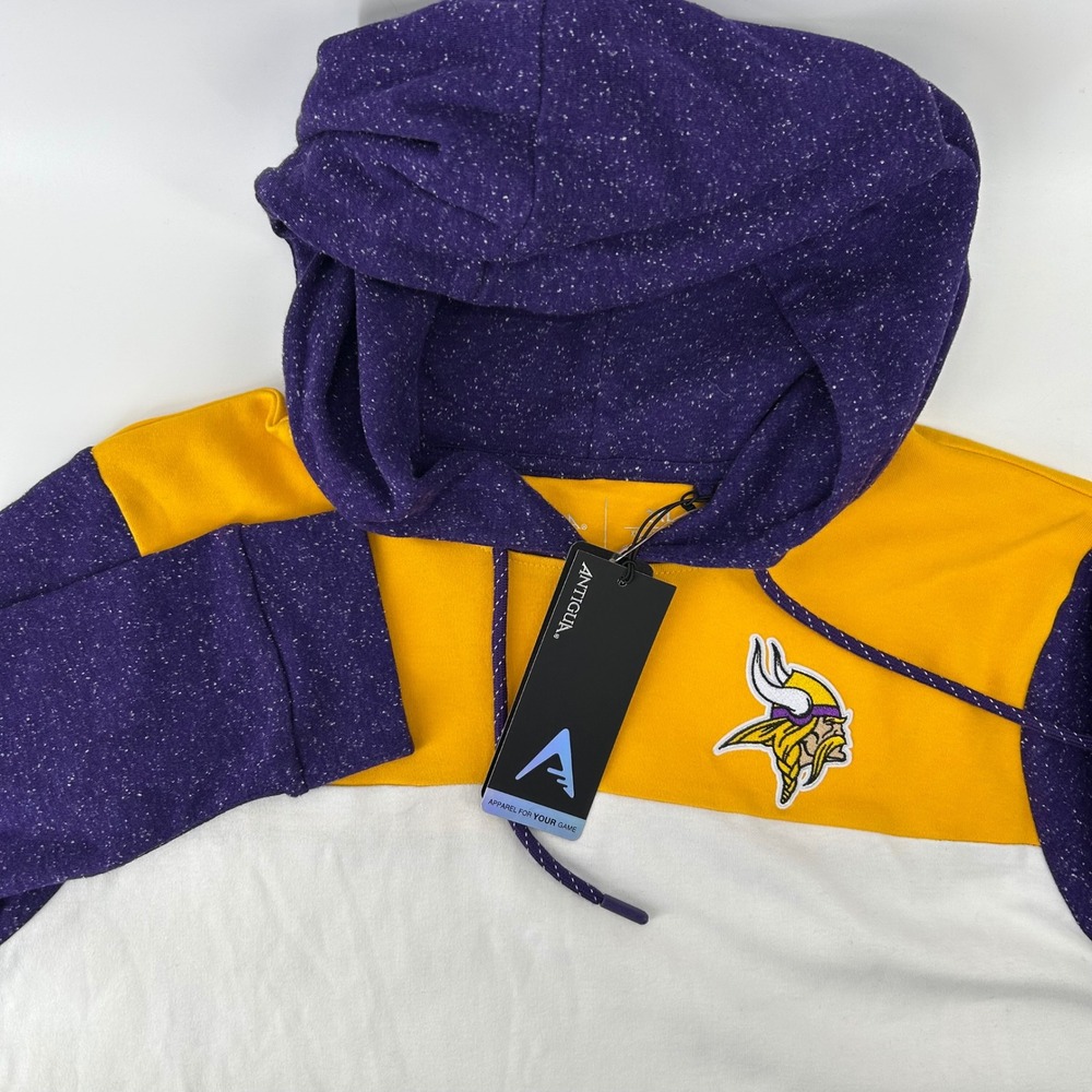 Antigua Minnesota Vikings Hoodie Womens 2XL Purple Gold Colorblock NWT NFL
